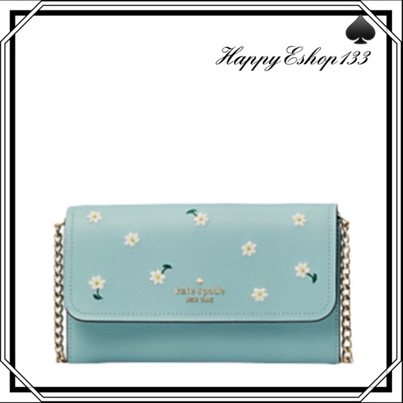 ♠️ kate spade Embroidered Lea Daisy Floral Chain Wallet Crossbody Bag, Aphrodite - Picture 15 of 15